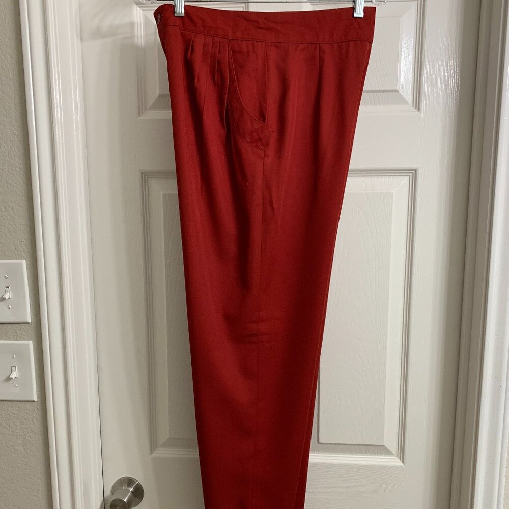 Vintage Ann Chabrol Brand Women's Crimson Red Dress Pants, Size 13/14